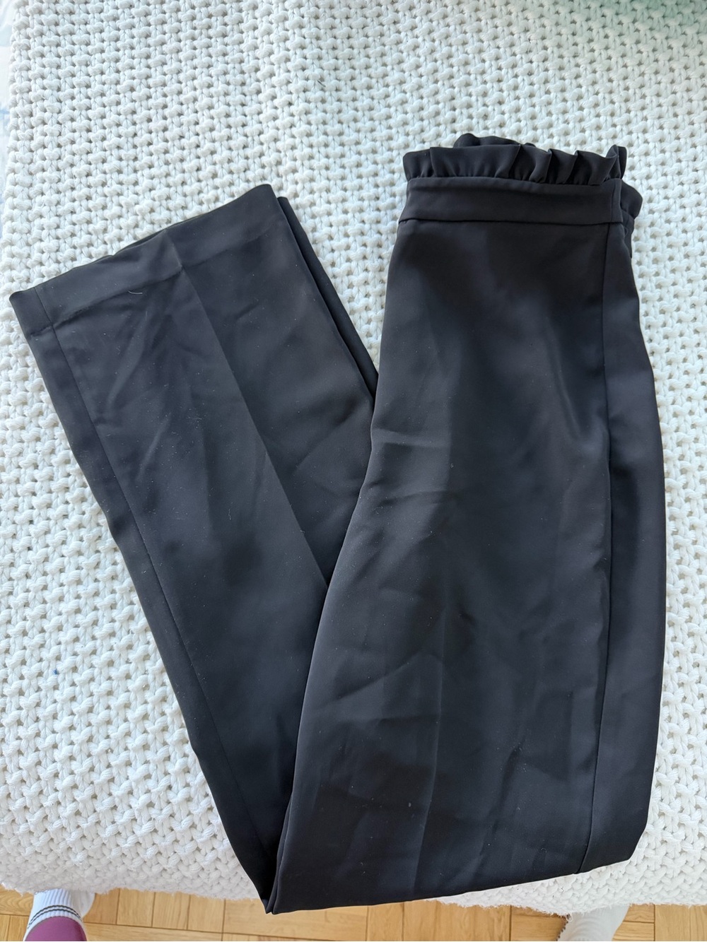 Express Black Ruffle High Waist Trousers Size 6